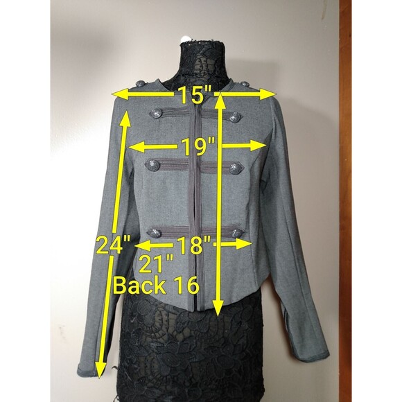 Torrid Military Style Heather Grey Tailored Fit Hidden Clasp Jacket Size 00 M/L - Picture 2 of 10